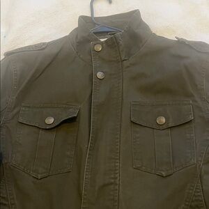 Wenven  Men's Dark Green Military Jacket